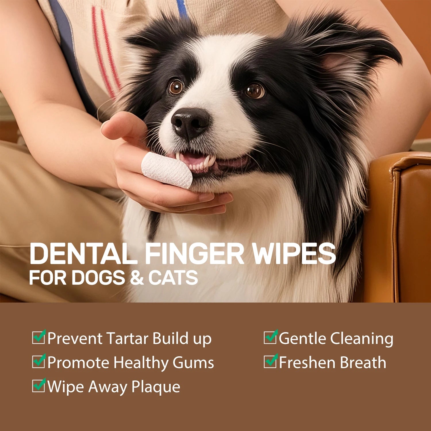 Teeth Cleaning Wipes for Cats Dogs 60Pcs Pet Dental Finger Wipes for Disposable Gentle Teeth Cleaning Pads Bad Tooth Remover